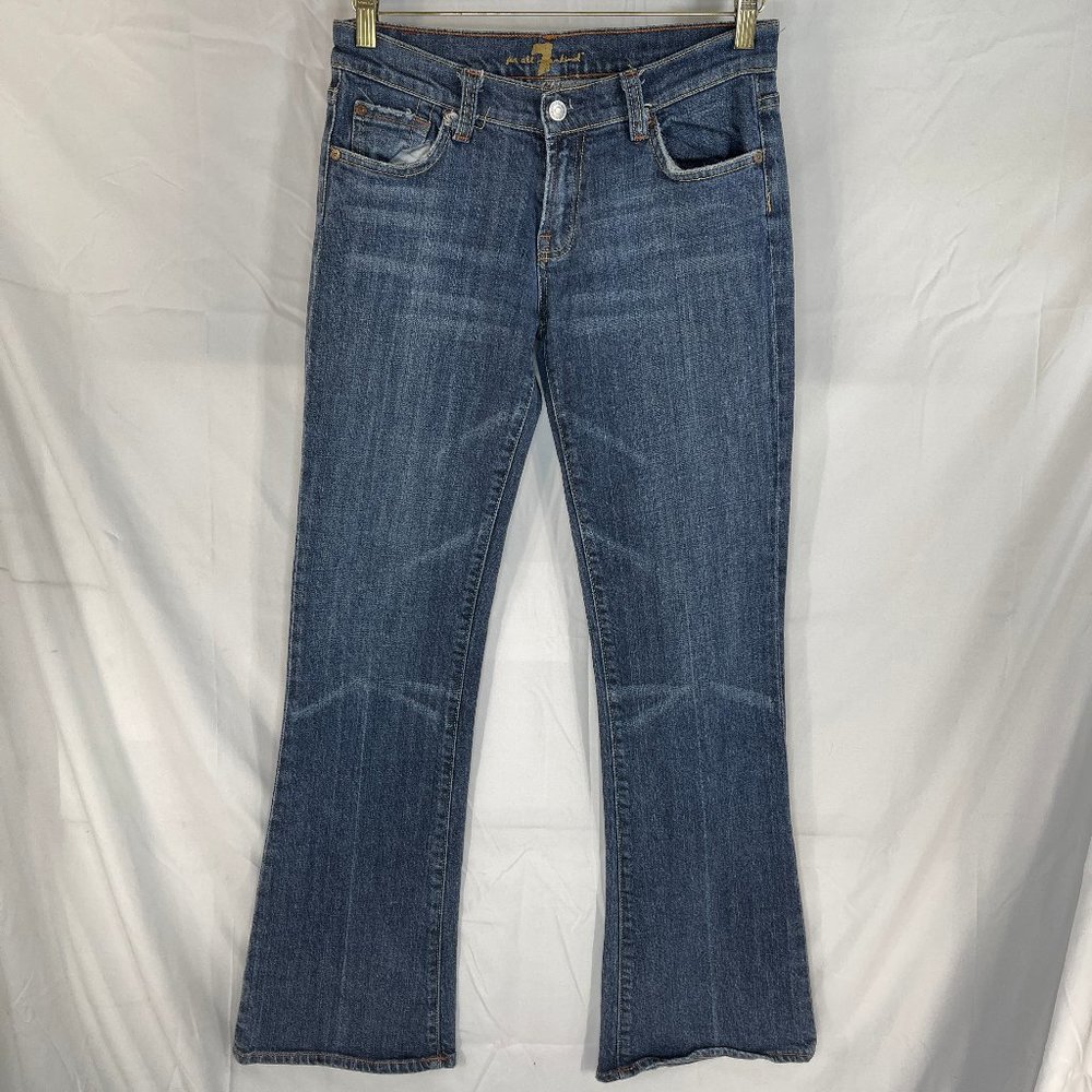 Women's 7 For All Mankind Bootcut Blue Jeans 28 x 32 Stretch Made In USA